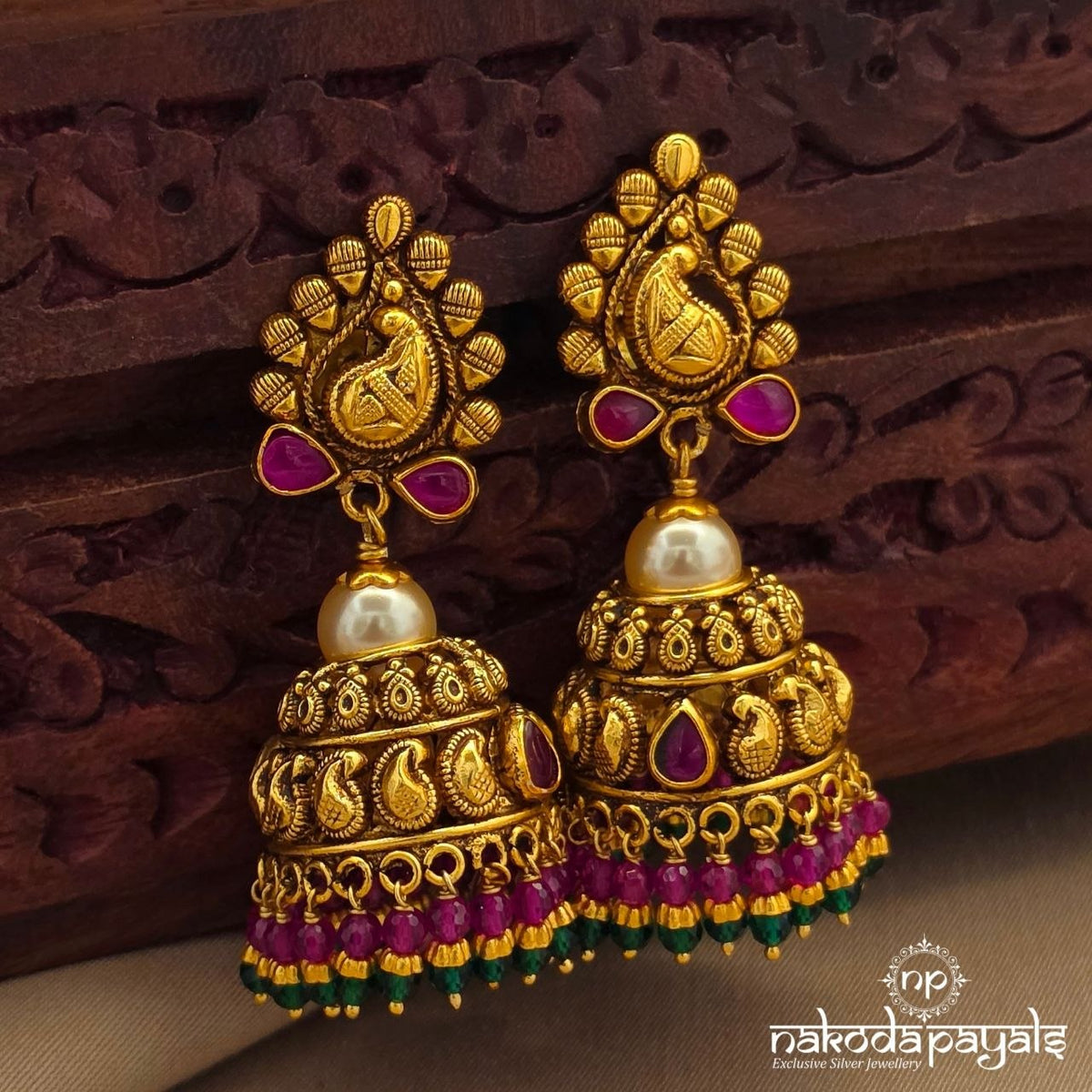 Mango Pearl Drop Jhumka (Ge11478)