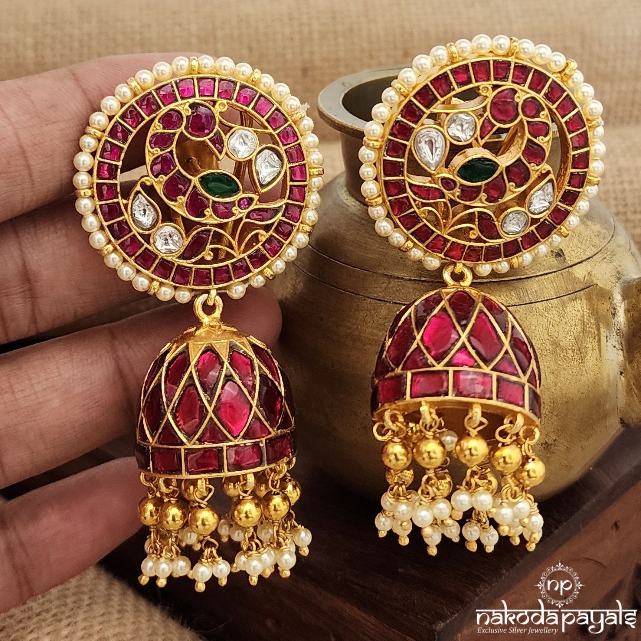 Peacock Kundan Jhumka (Ge9438)