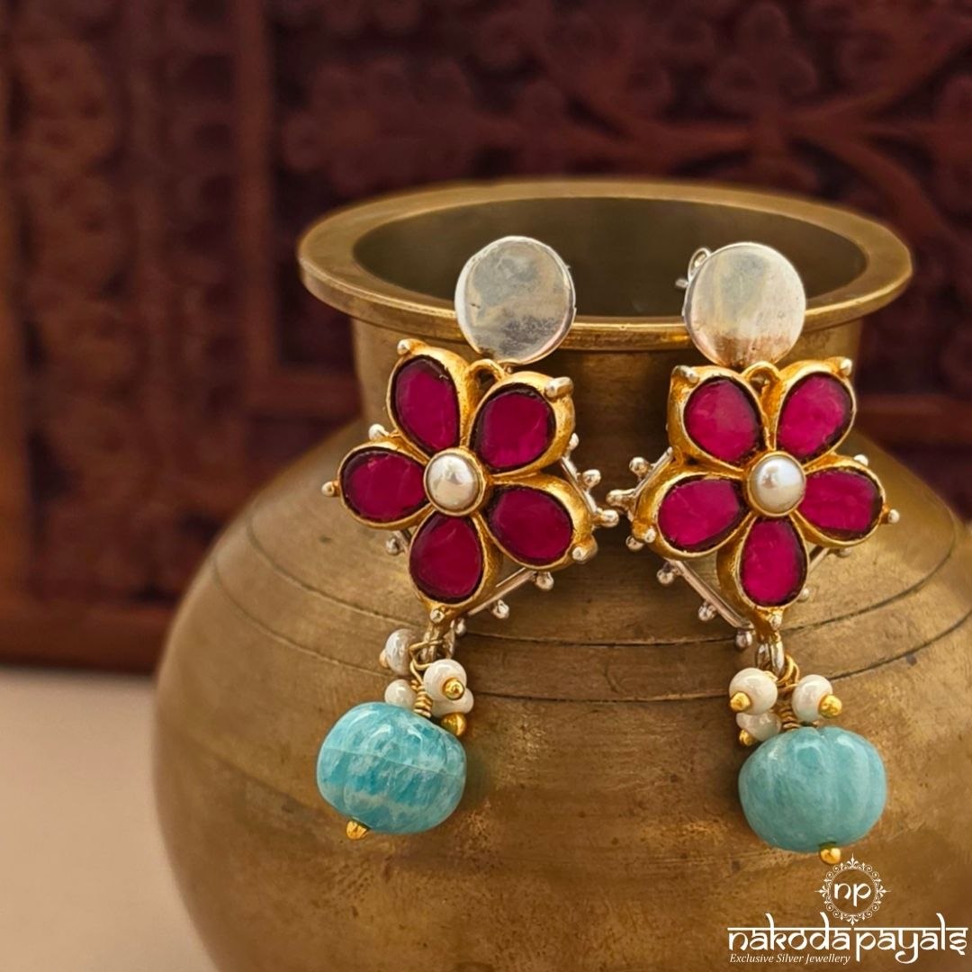 Pink Kundan Floral Dual Tone Chandbali (C4265)