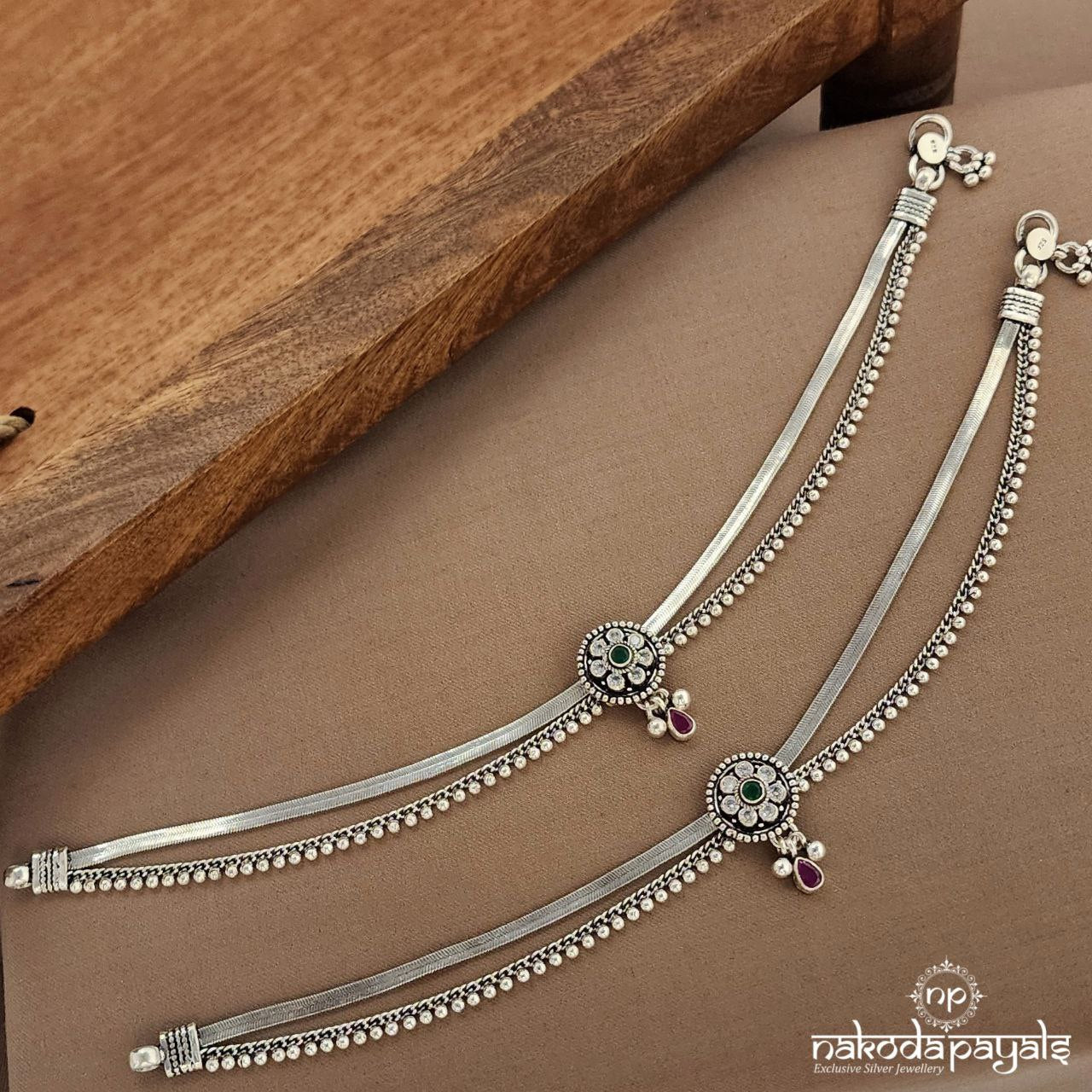 Double Layer Green Dot Anklets (A6614)