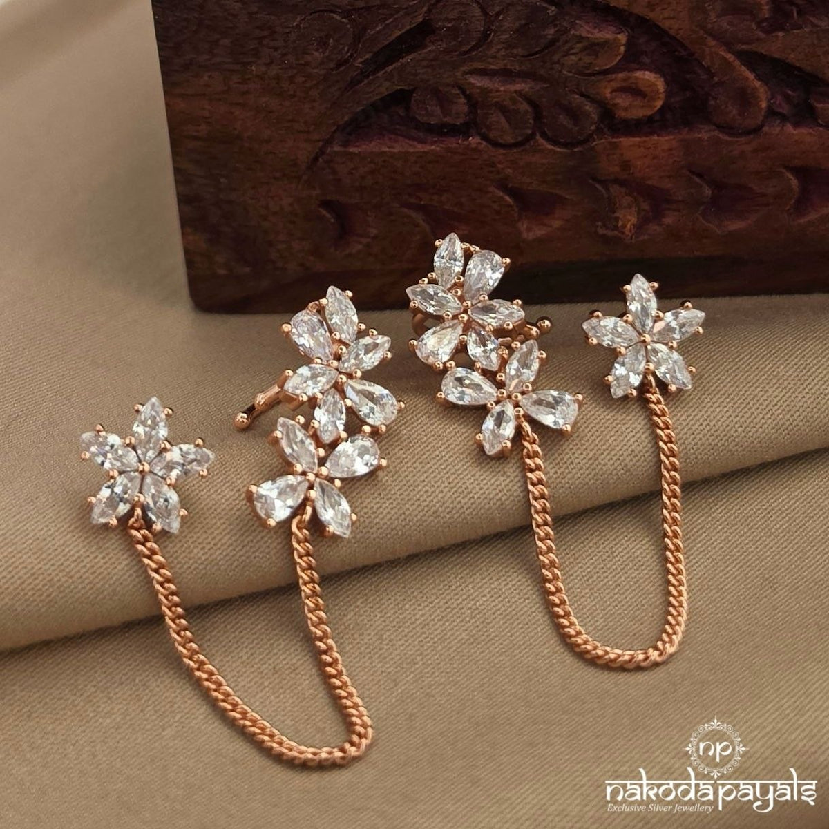 Rose Gold Floral Earcuff (St4177)