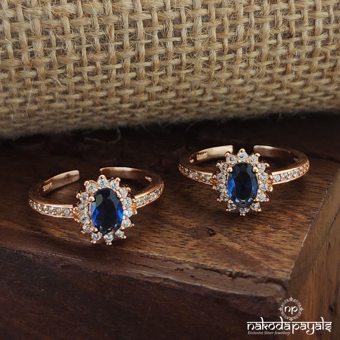 Rose Gold Blue Toerings (T4464)