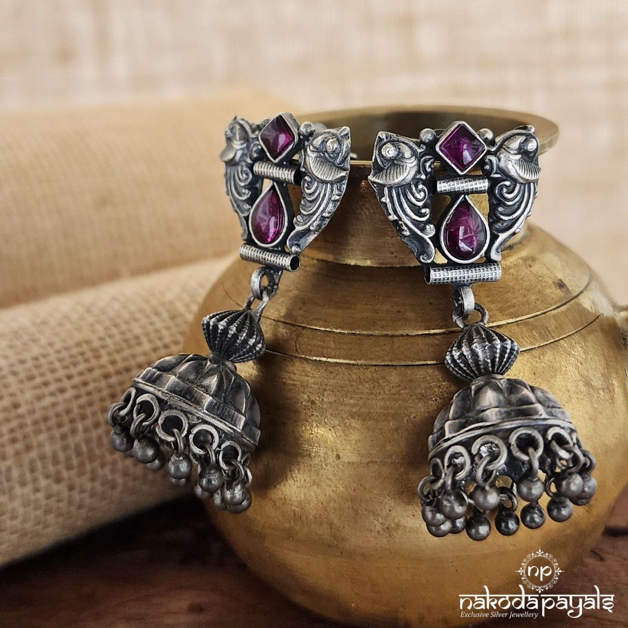 Twin Peacock Jhumka (J8139)