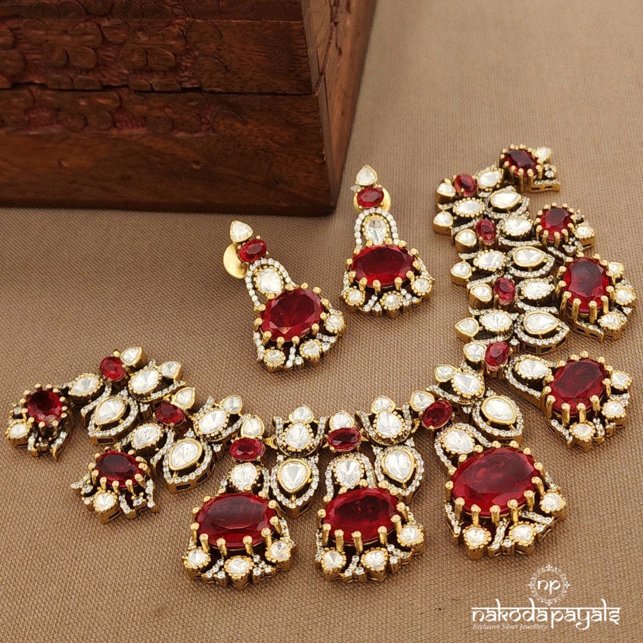 Ruby Neckpiece With Earrings (Gn9669)