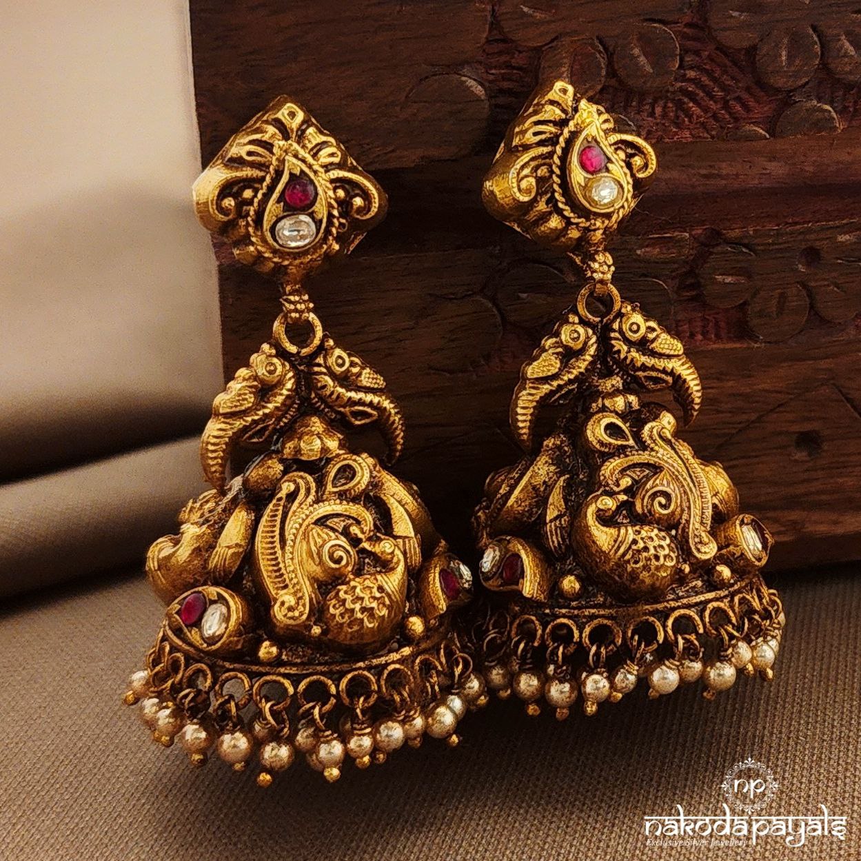 Twin Peacock Jhumka (Ge10339)