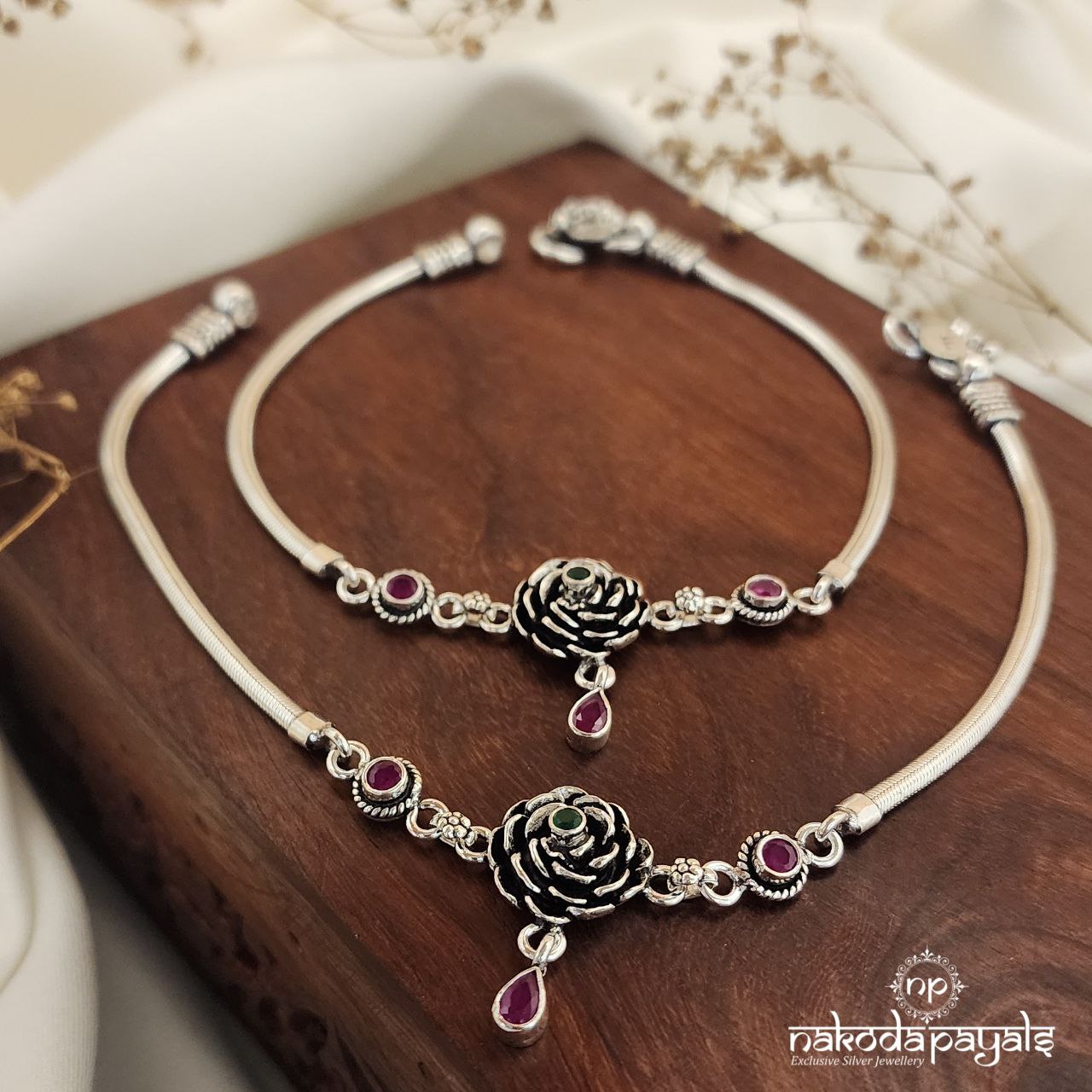 Rose Snake Chain Anklets Pairs (A5951)