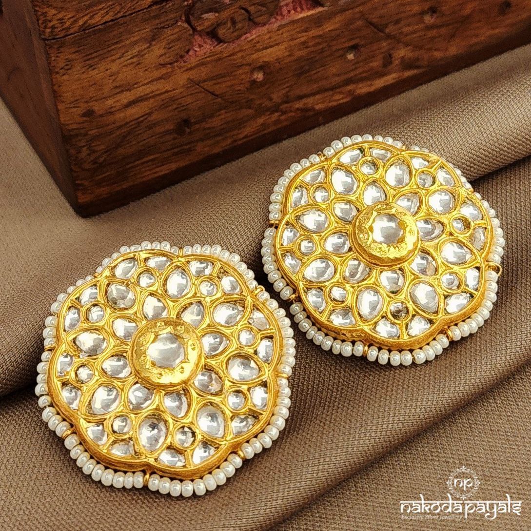 White Kundan Studs (Ge10376)