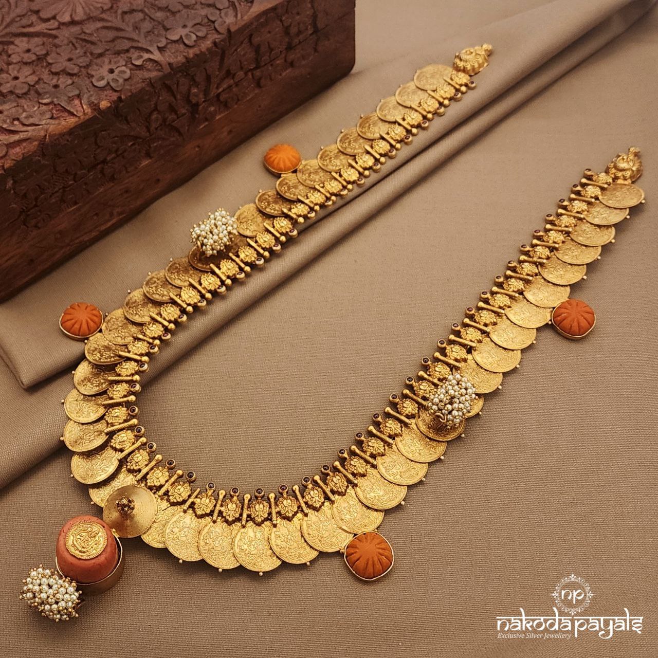 Coral Drop Lakshmi Kasu Neckpiece (Gn9774)