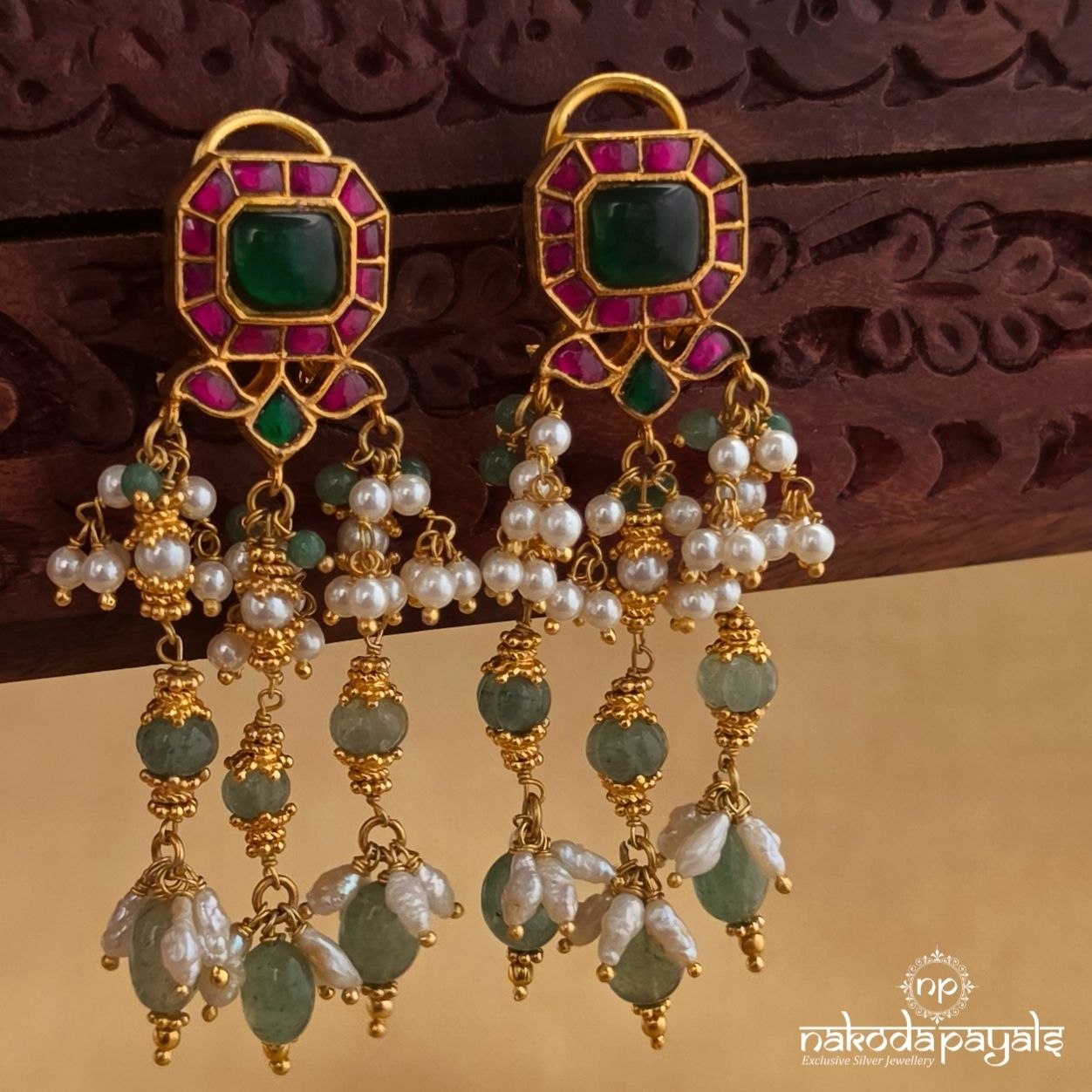Squarish Kundan Pearl Chandbali (Ge11185)