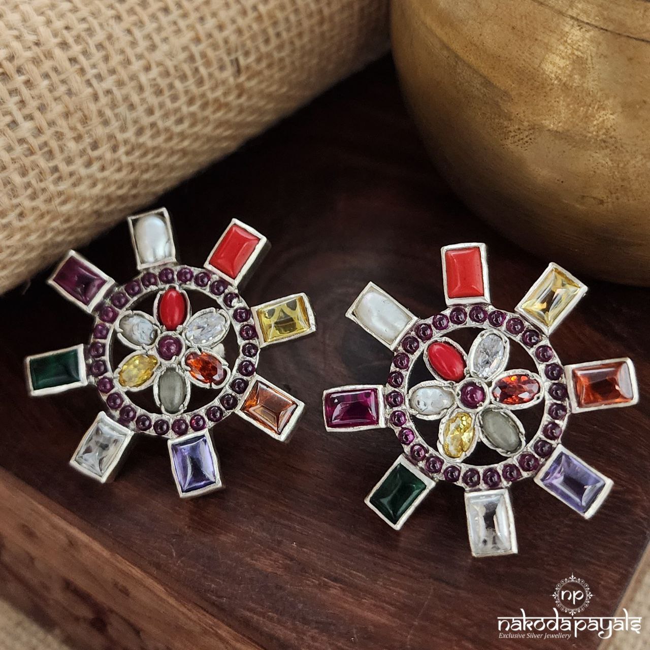 Chakra Navaratna Studs (S3454)