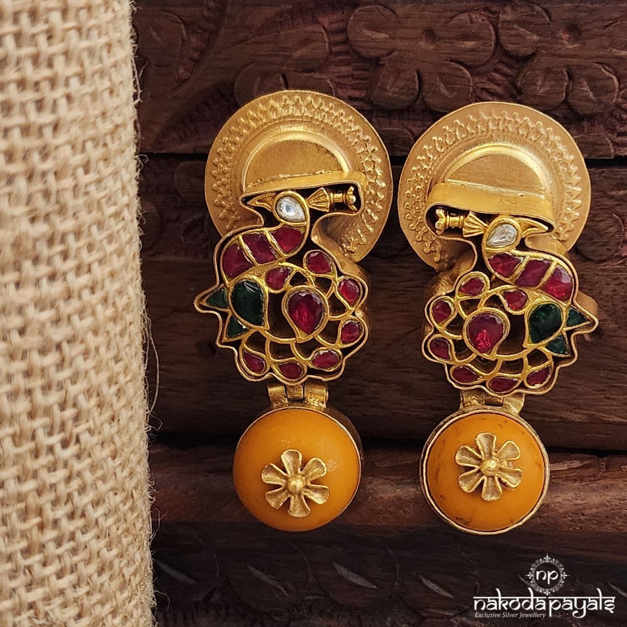 Peacock Kundan Earrings (Ge9766)
