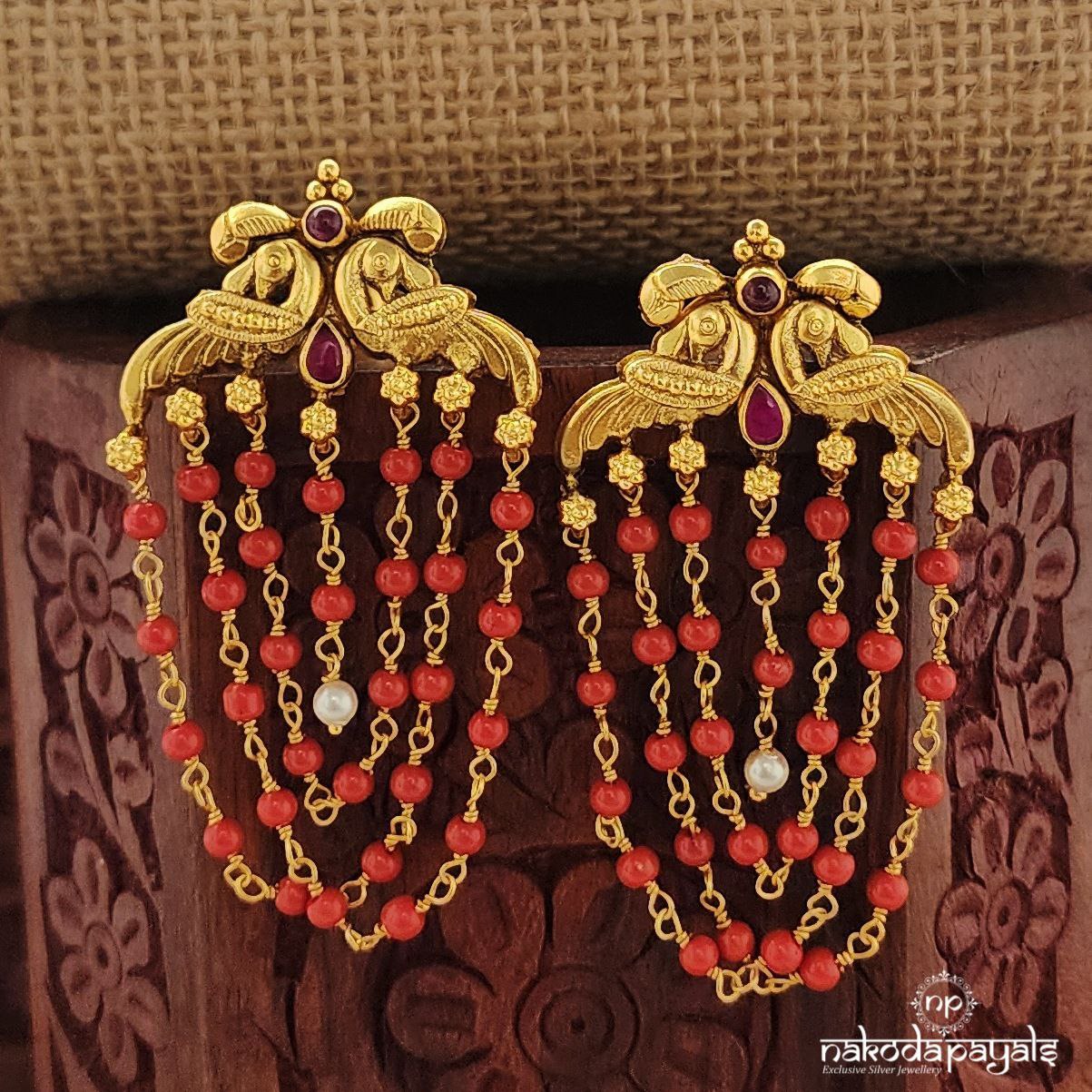 Floral Coral Earrings (Ge9871)