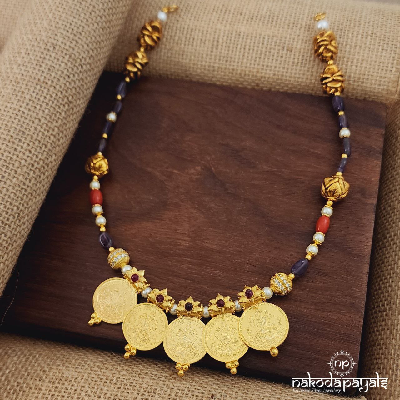 Purple Lakshmi Coined Neckpiece (Gn8567)