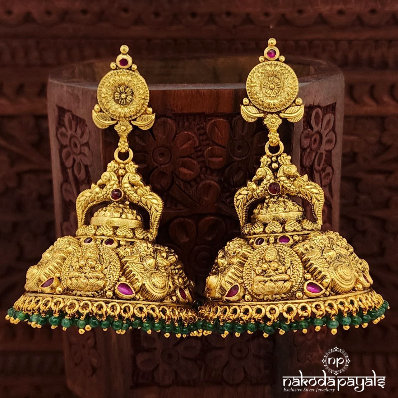 Kemp Green Drops Jhumka (Ge9864)