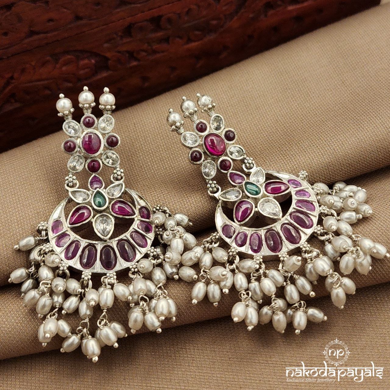 Multicolor Pearled Drop Earrings (C3922)