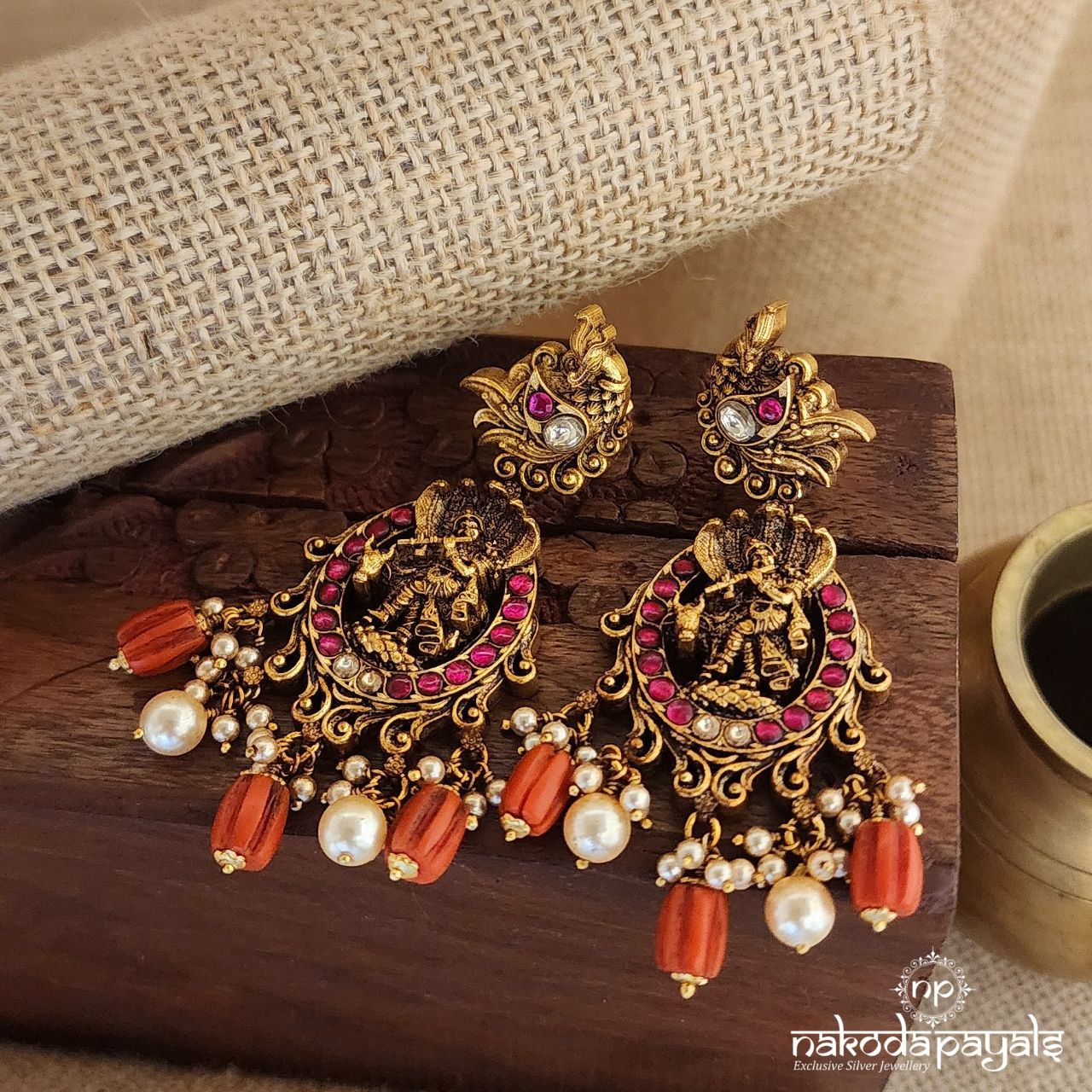 Krishnan Coral Drop Earrings (Ge8620)