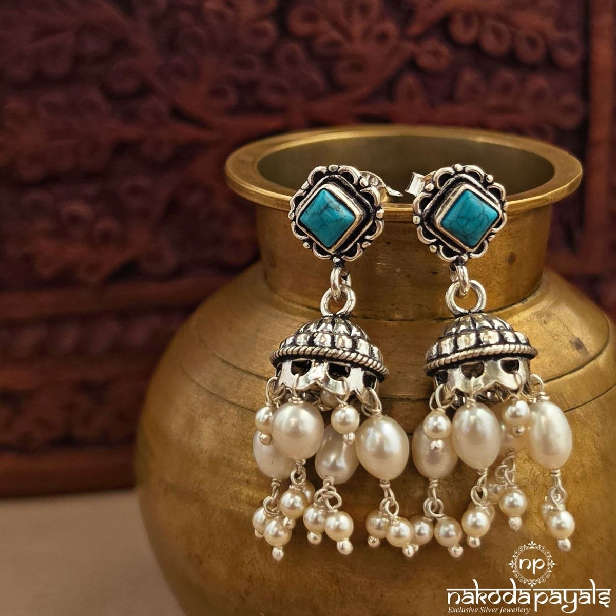 Turquoise Pearl Jhumka (J1878)