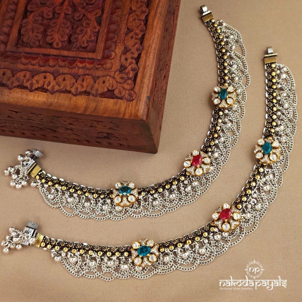Endearing Moissanite Dual tone Anklet (A7044)
