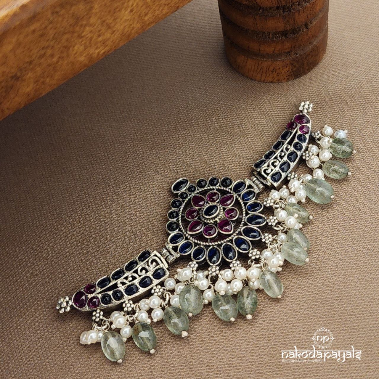 Green Drop Oxidised Choker (N11144)