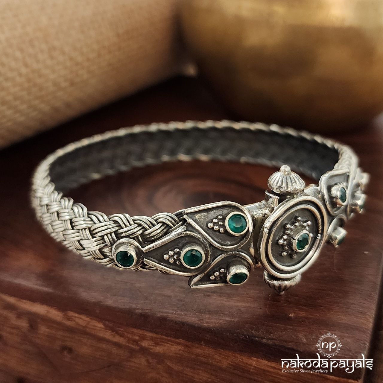 Green Braided Screw Kada (K5118)