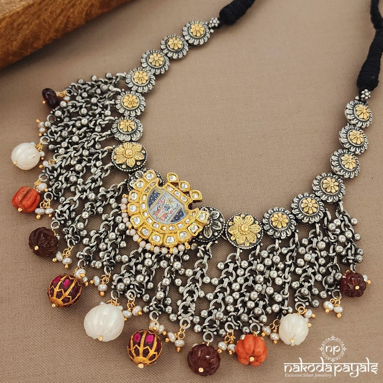 Ball Drop Kundan Dual Tone Neckpiece (Gn9267)