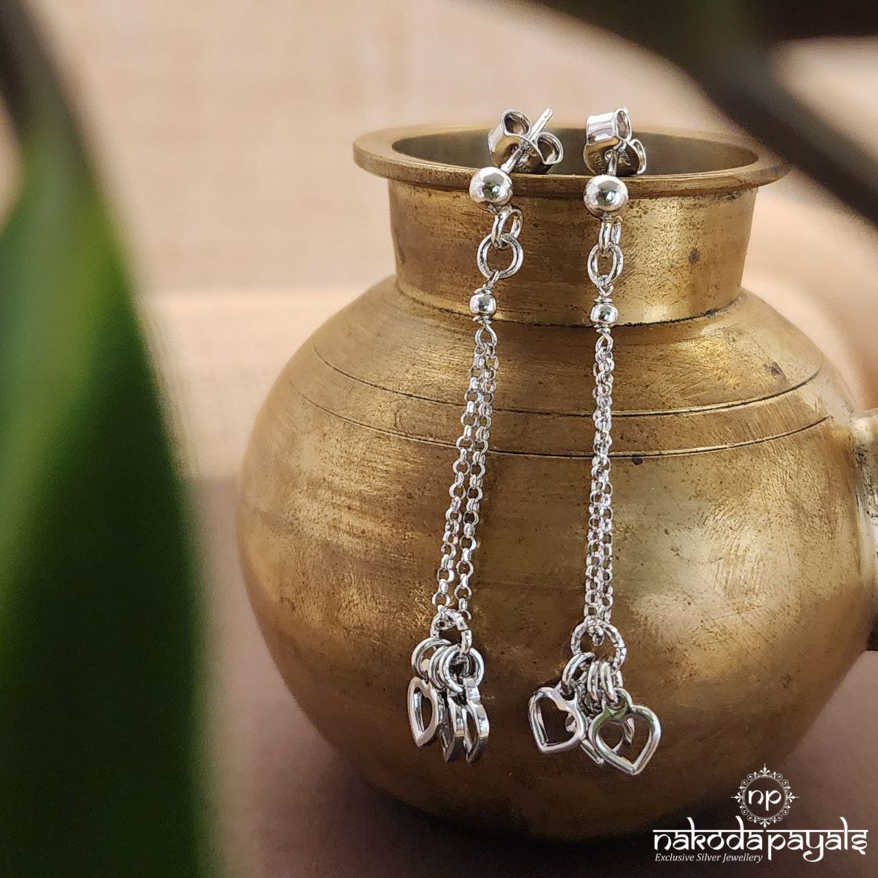 Dangling Heart Drop Earrings (St2817)