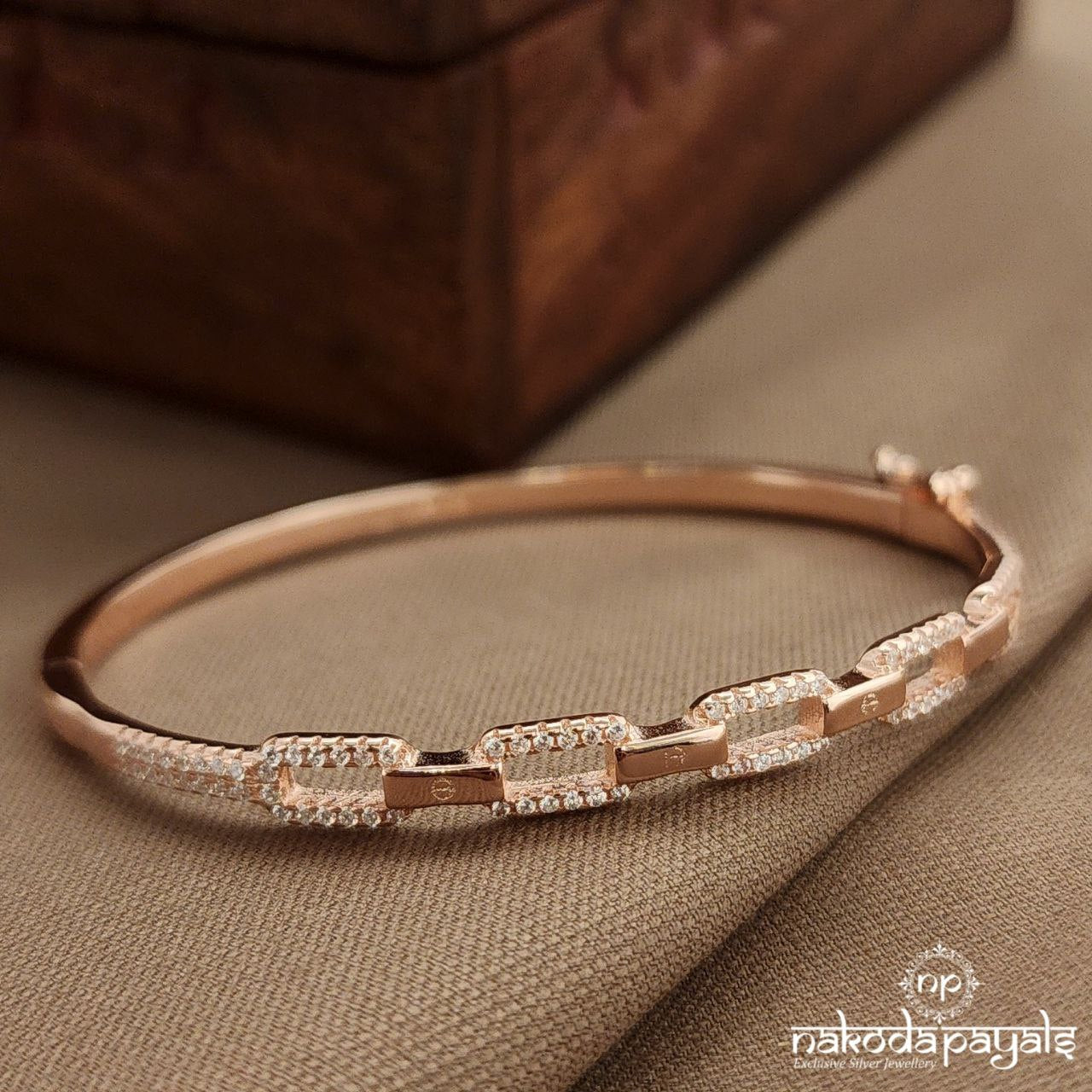 Rose Gold Rectangular CZ Kada (St3761)