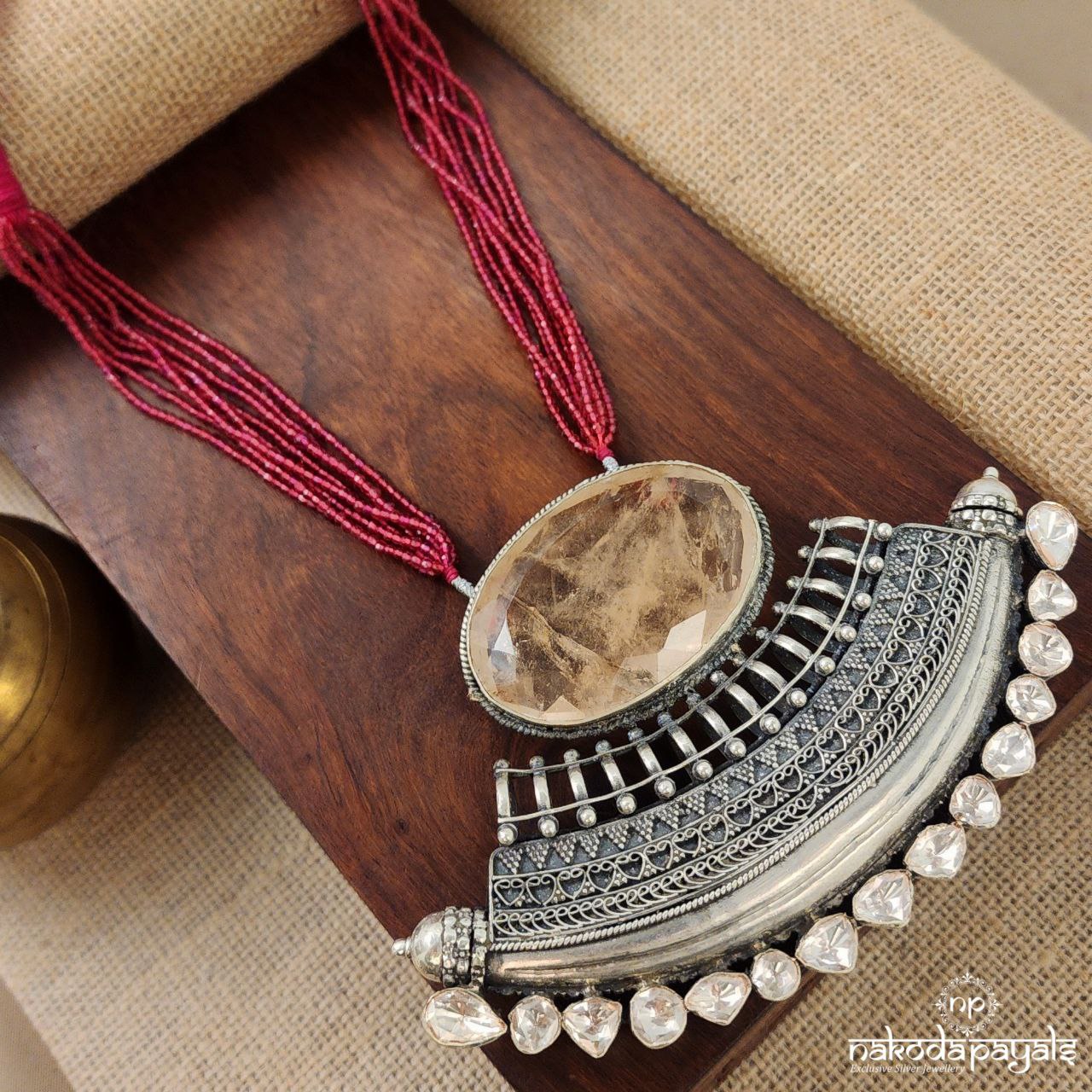 Moissanite Boat Pink Neckpiece (N10639)