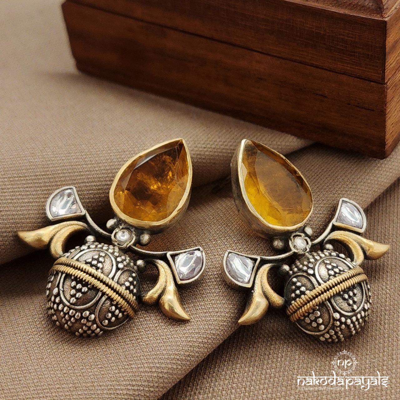Dual Tone Yellow Drop Jhumka (J1566)