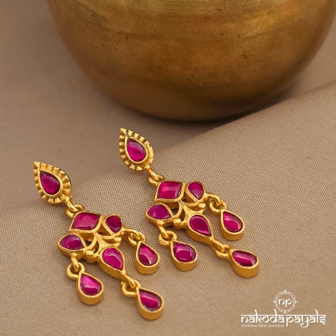 Pink Floral Drop Chandbali (Ge11276)