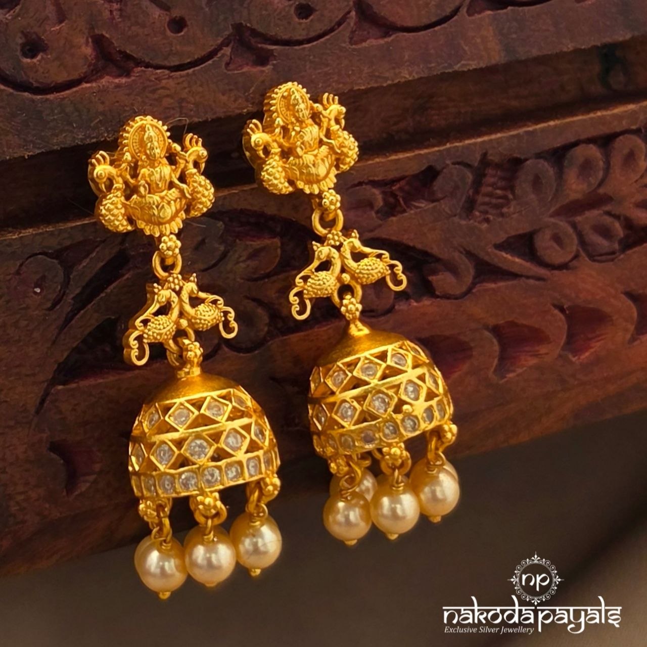 Lakshmi Twin Peacock Pearl Jhumka (Ge11340)