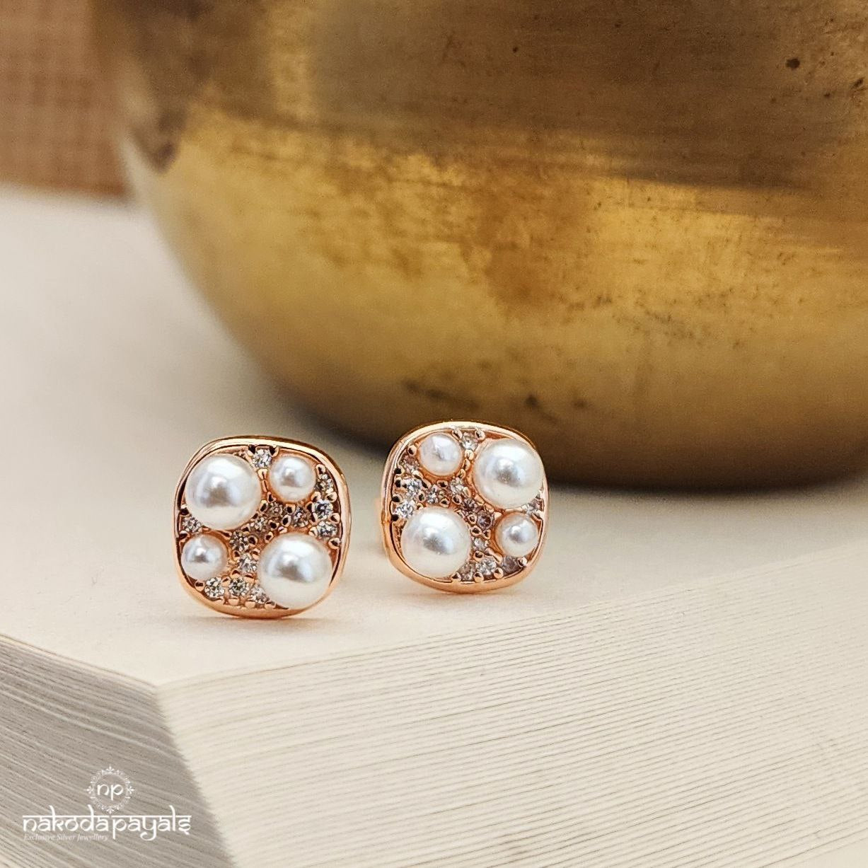 Pearled Rose Gold Earrings (St2943)