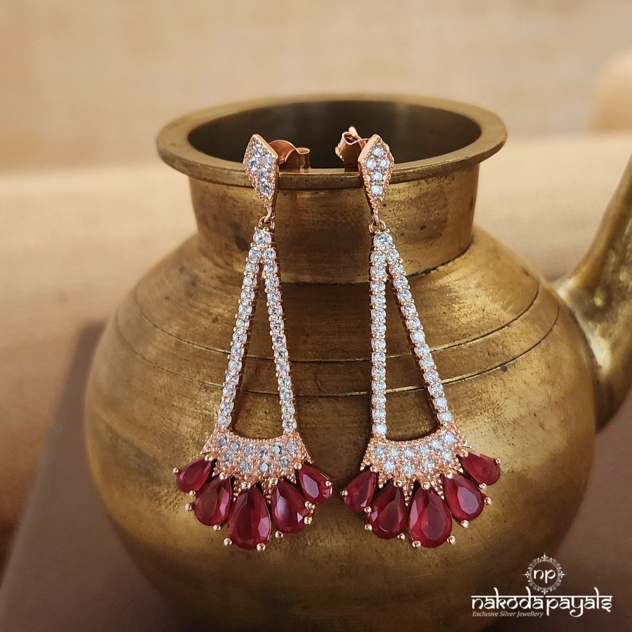 Pink Drop CZ Earrings (St2820)