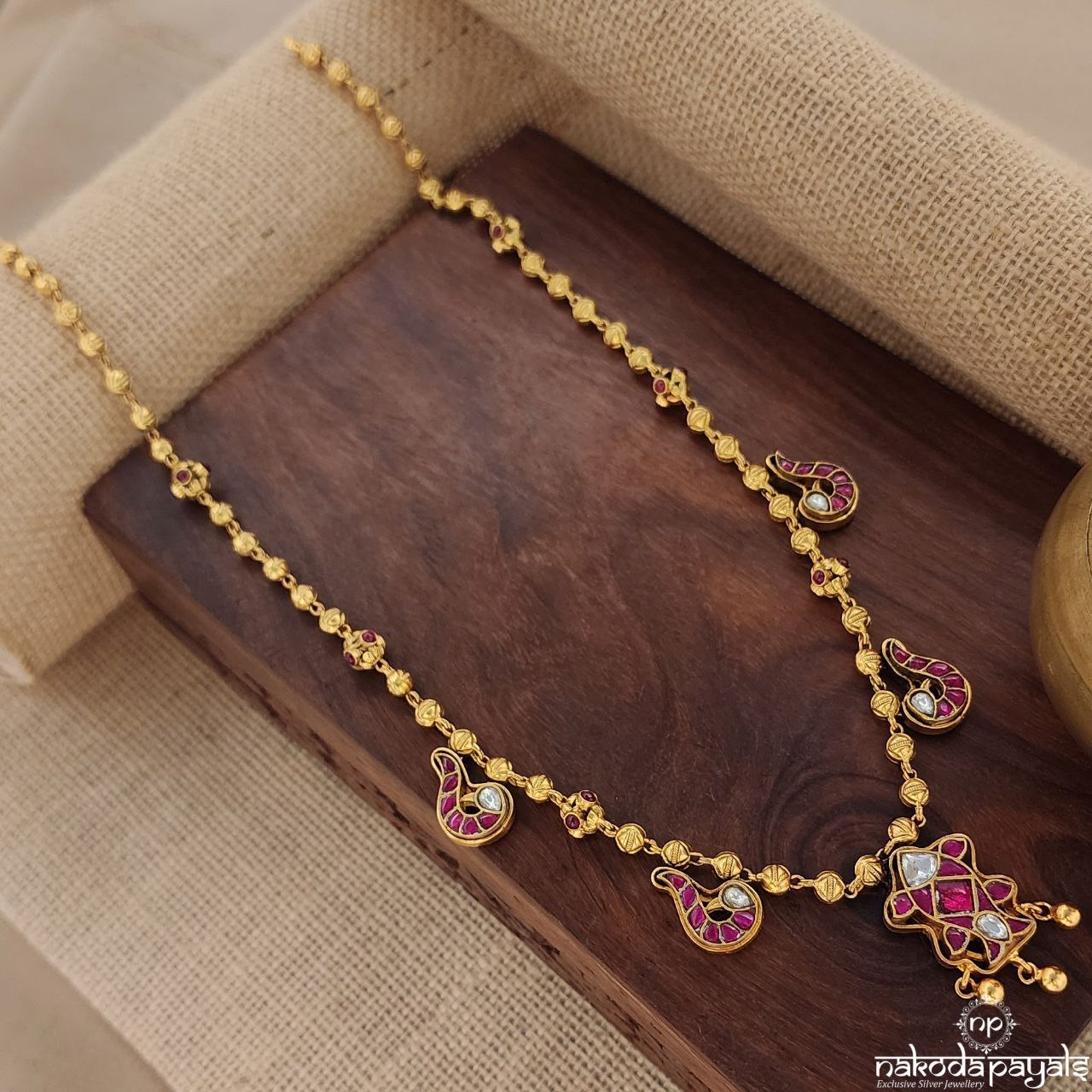 Kundan Peacock Ball Neckpiece (Gn8801)