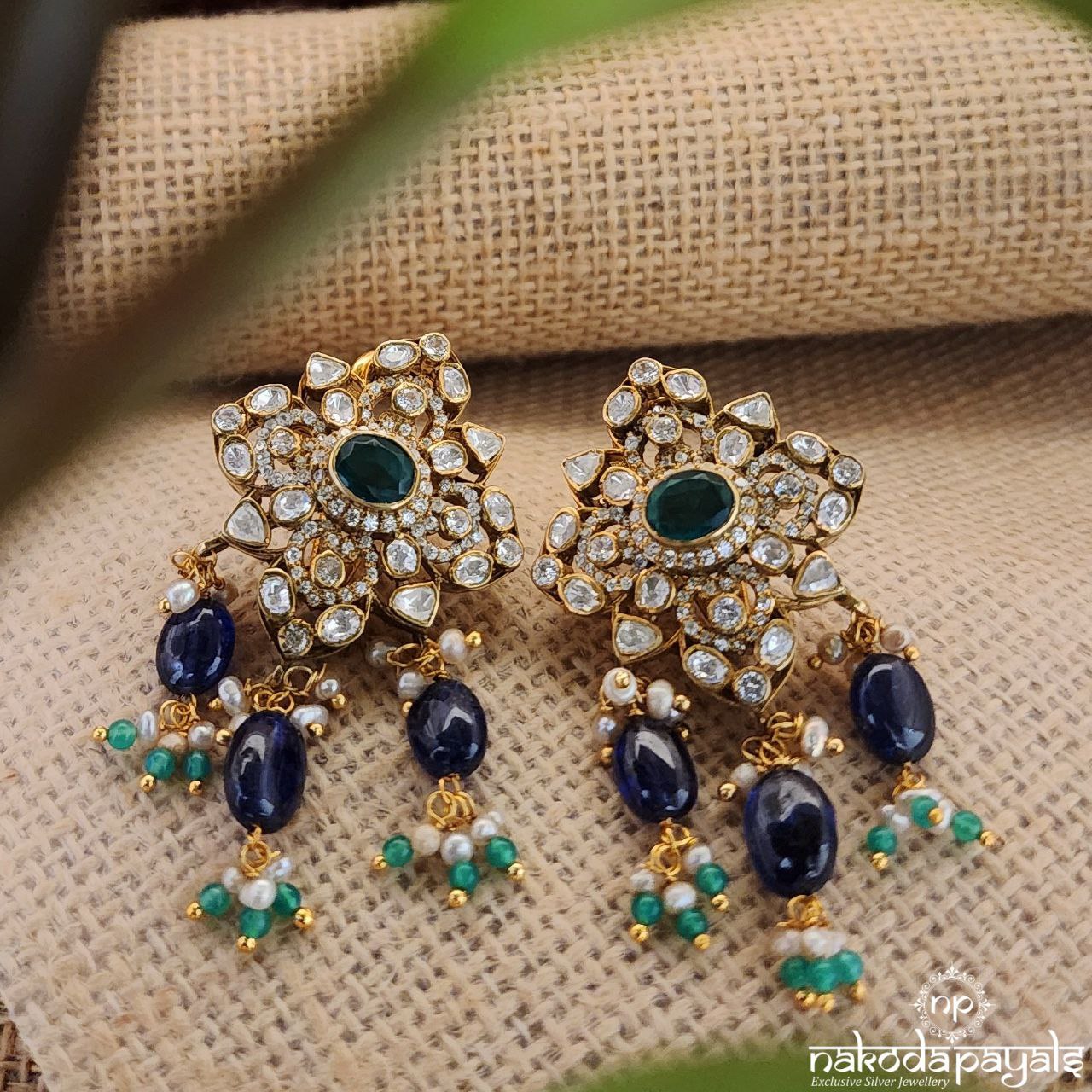 Emerald Moissanite Green Drop Studs (Ge8311)