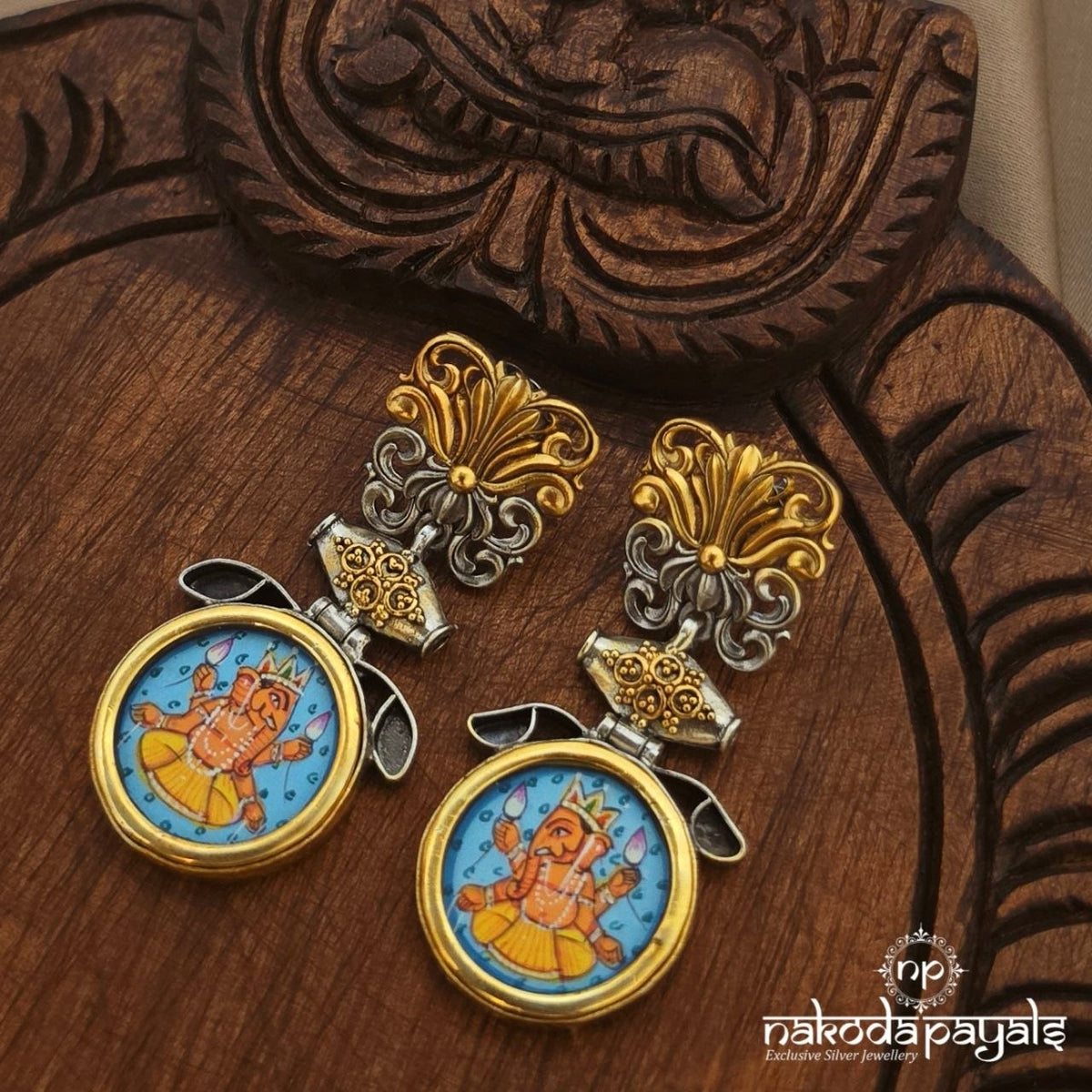 Painted Ganesha Chandbali (C4314)
