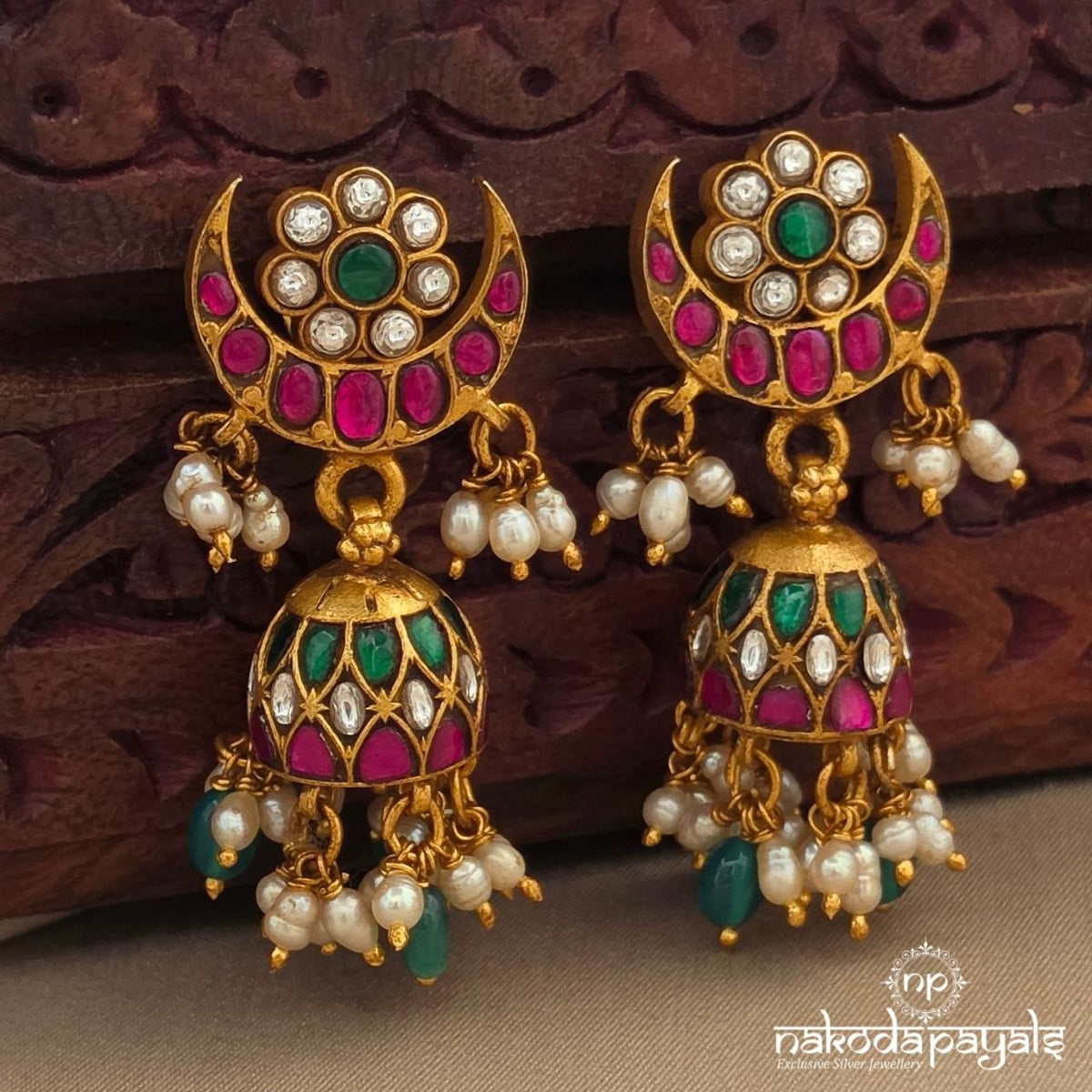Half Moon Floral Jhumka (Ge11494)