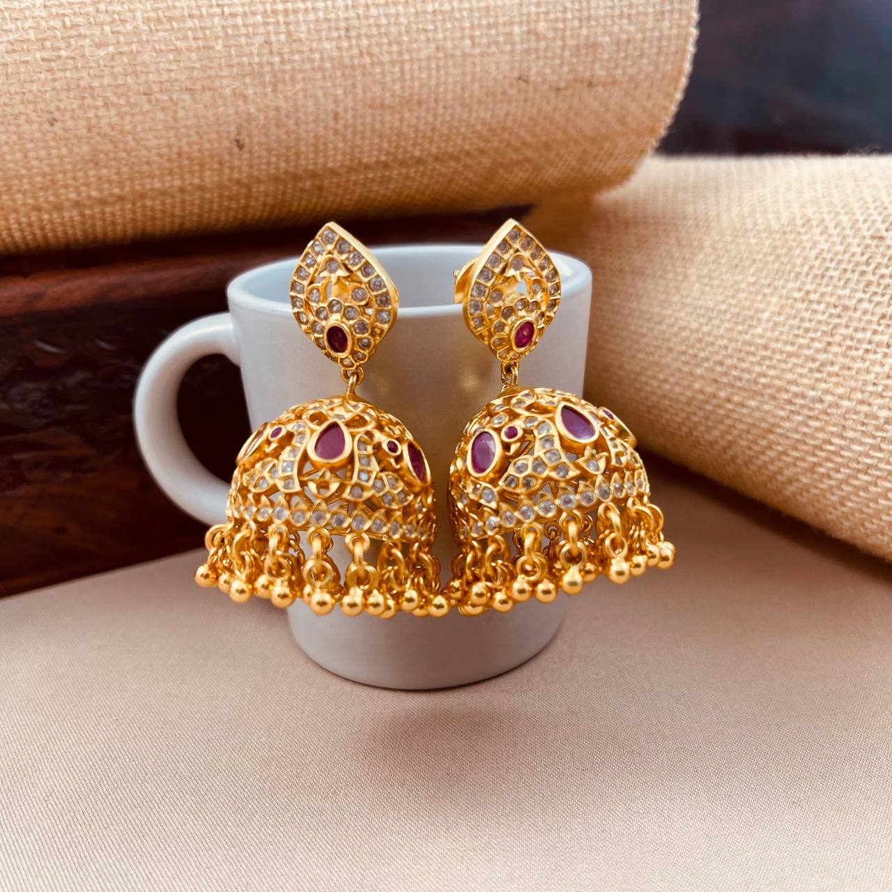 Peacock Charm Jhumka (Ge8773)