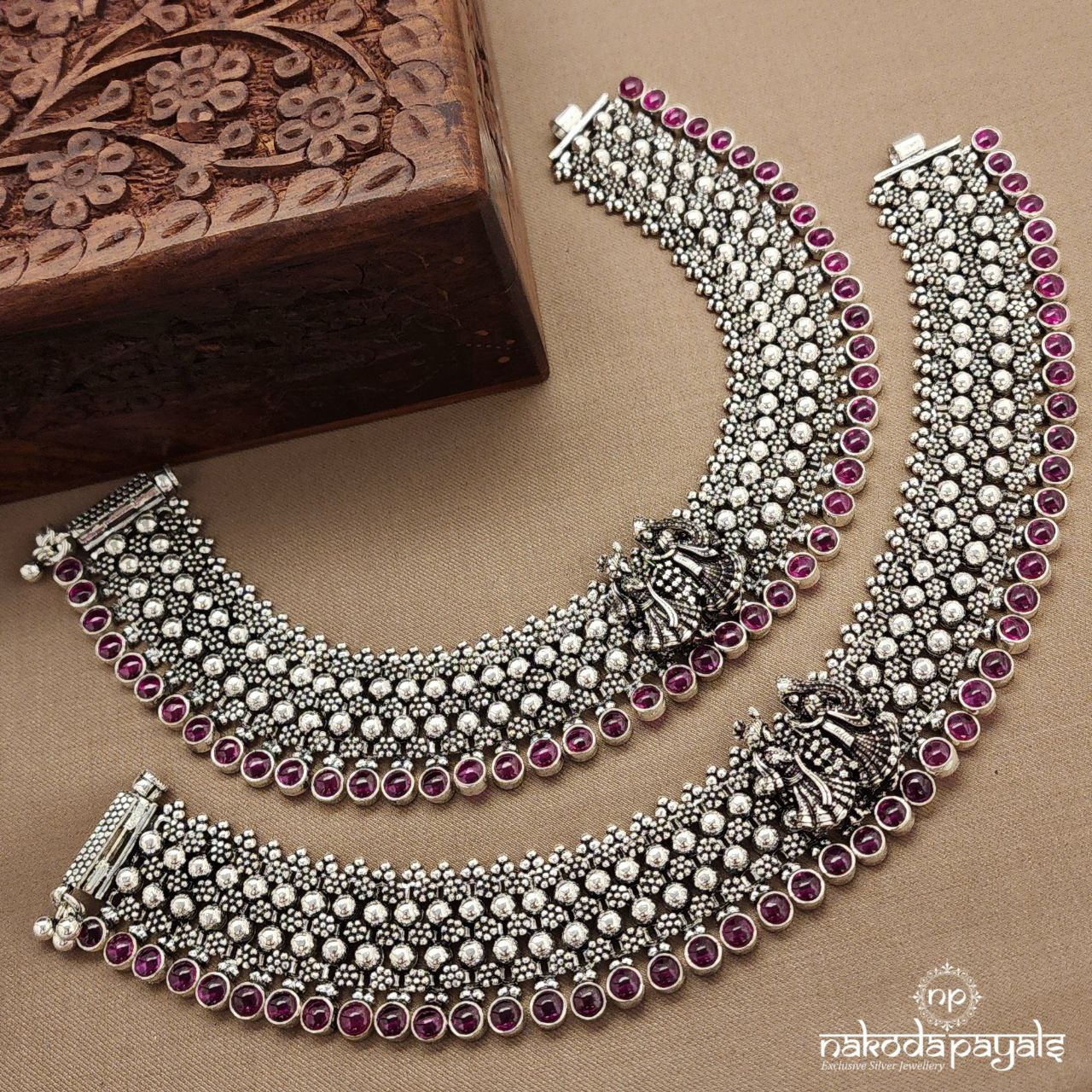 Bridal Pink Dotted Anklets (A6481)