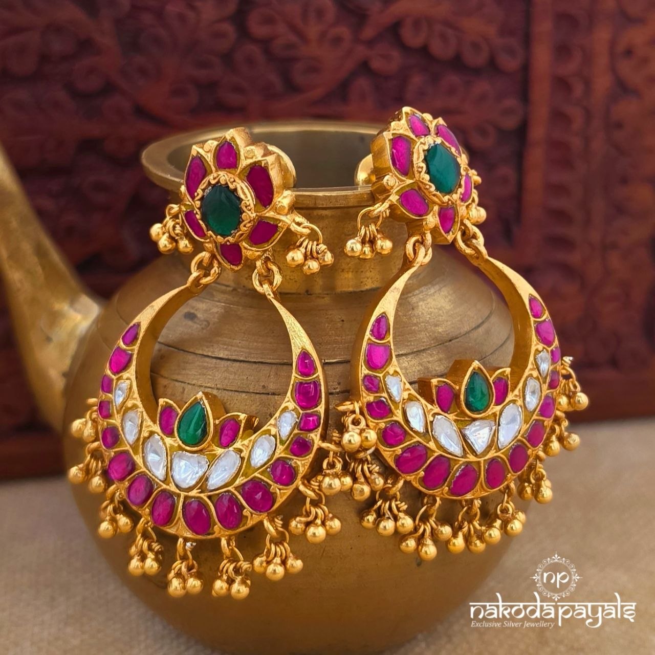 Pink Floral Ball Drop Earrings (Ge11209)