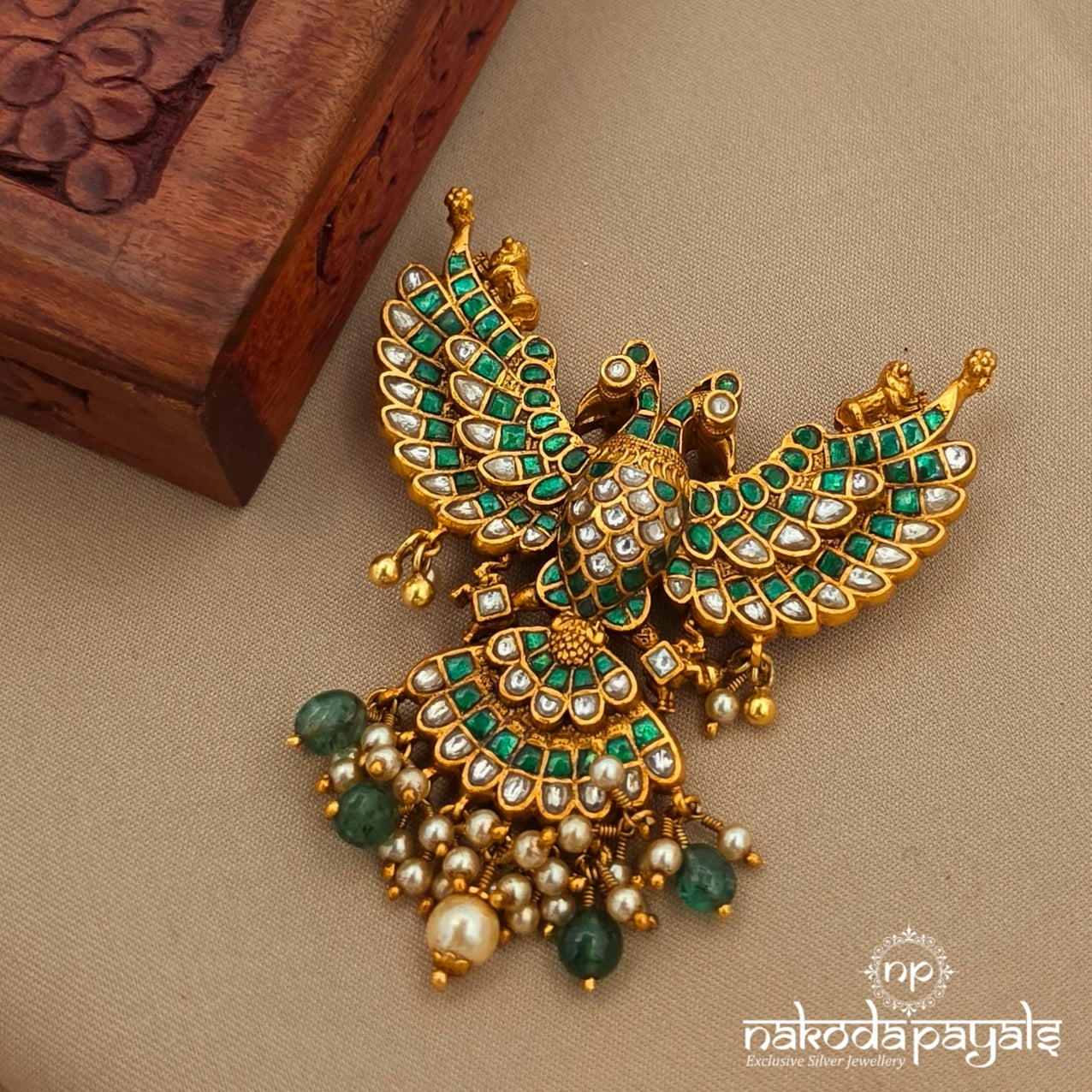 Reversible Gandaberunda Kundan Pendant (Gp2407)