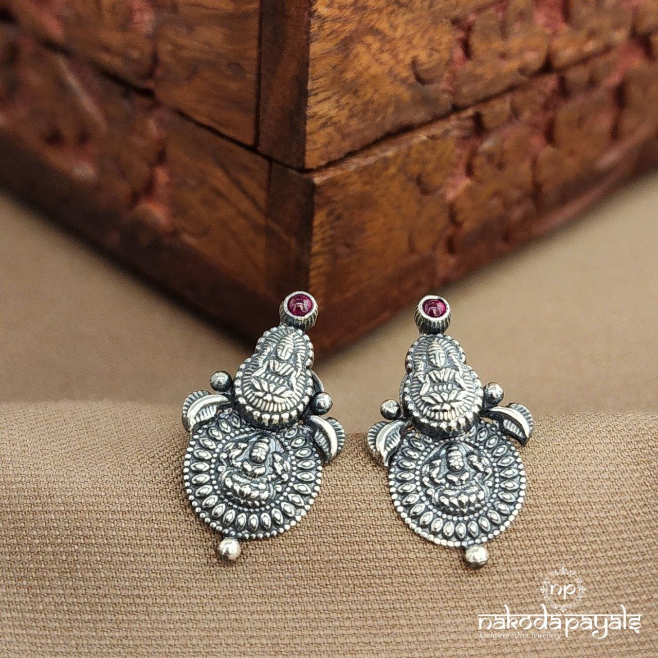 Leafy Pink Dot Studs (S3790)