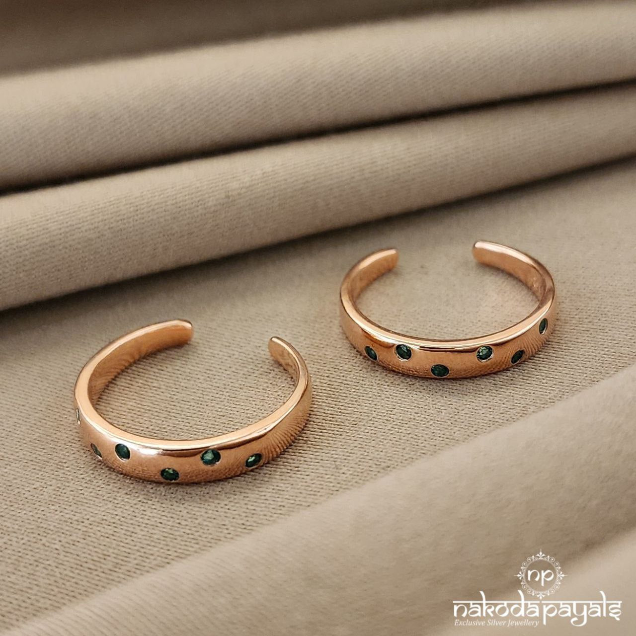 Green Dots Rose Gold Toerings (T4245)