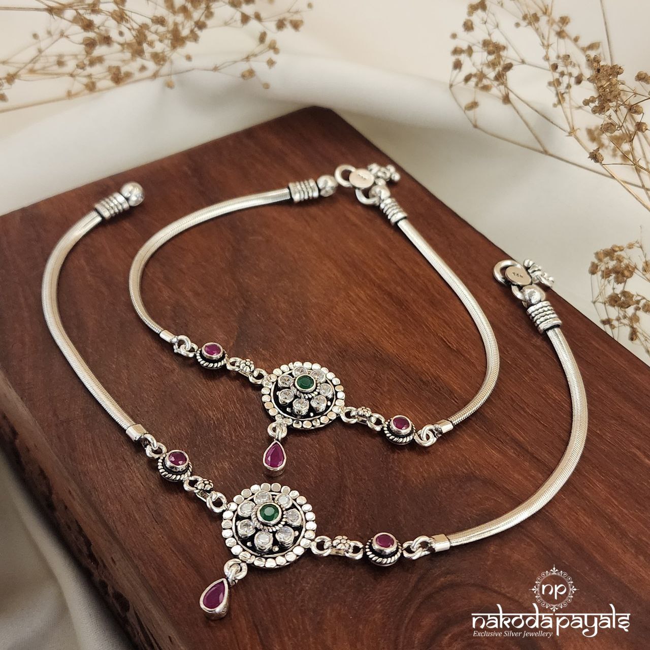 MultiColor Snake Chain Anklets Pairs (A5907)