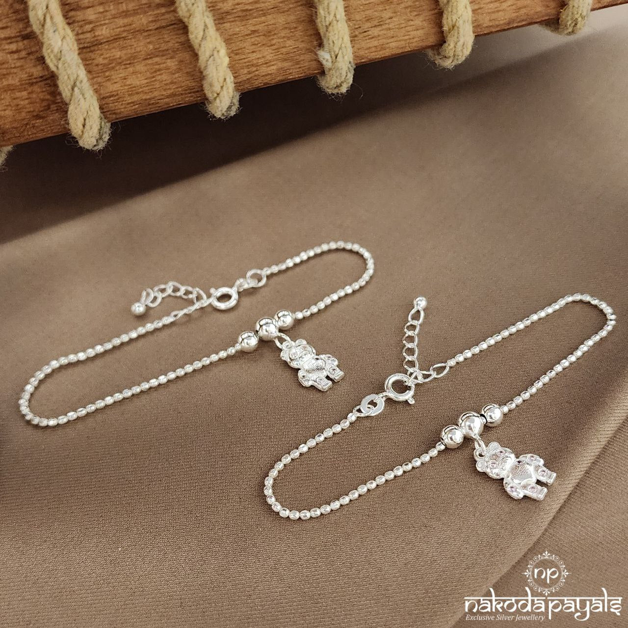 Pink Teddy Drop Kids Anklets (Ka9400)