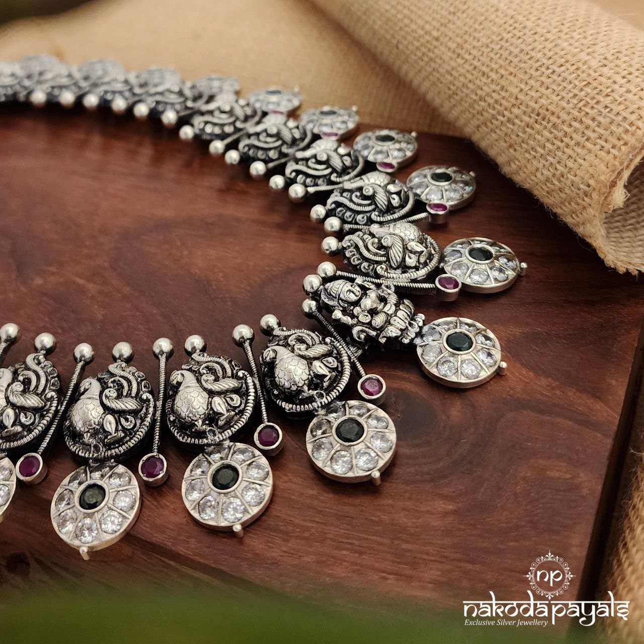 Traditional Oxidised Peacock Neckpiece (N10076)