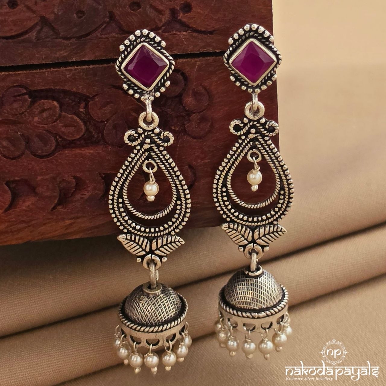 Oxidised pearly Jhumka (J1759)