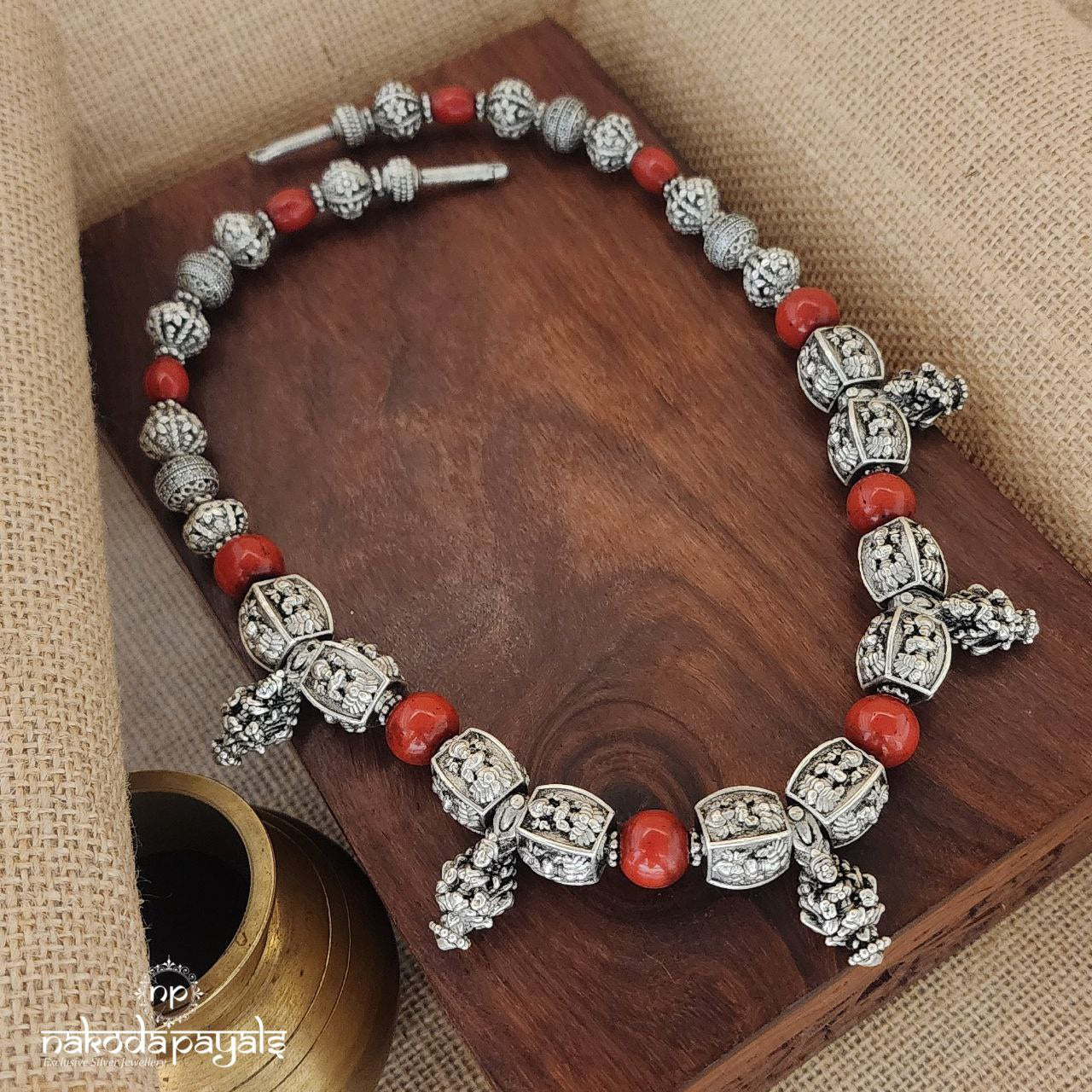 Coral Ball Lakshmi Neckpiece (N10373)