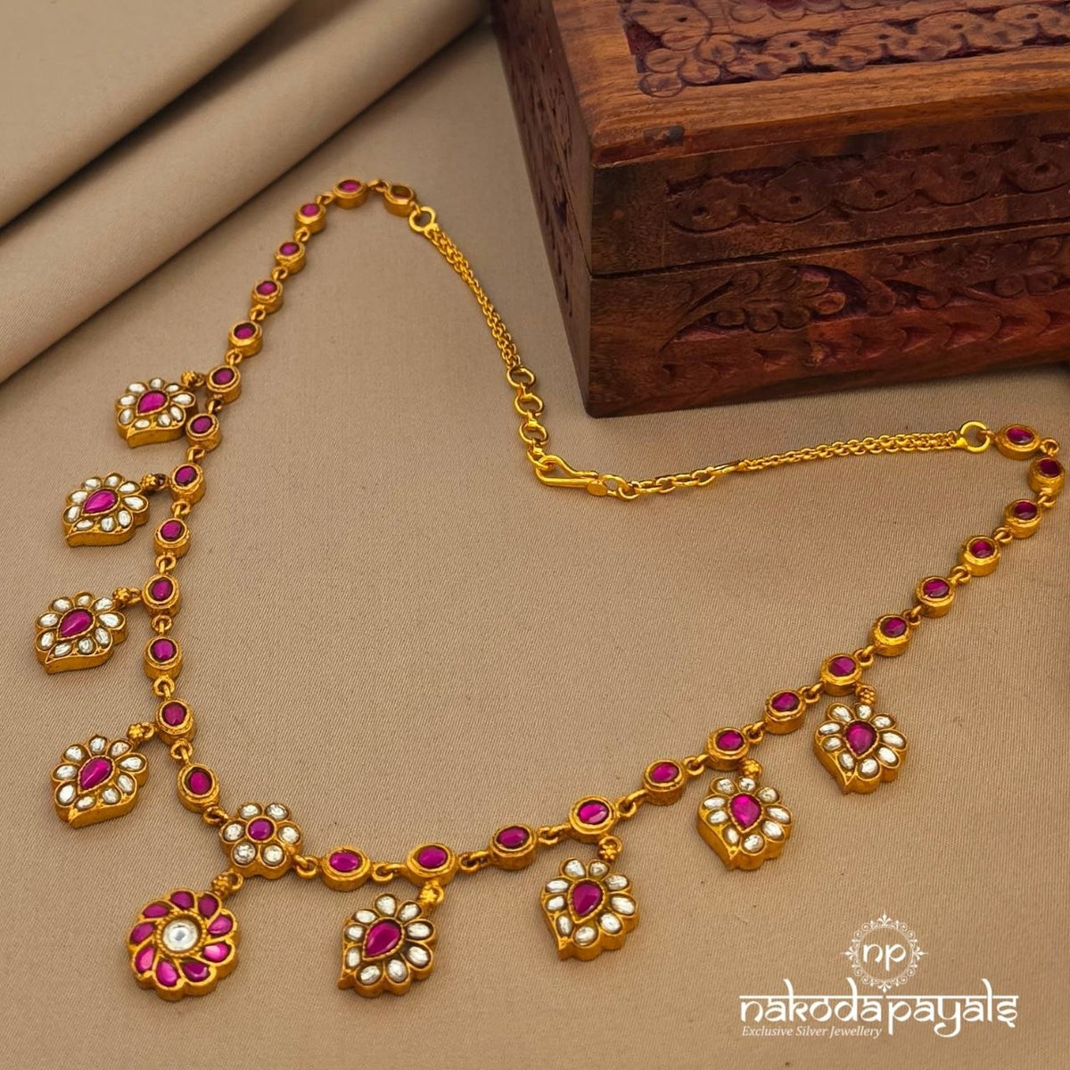 Pinkish Kundan Floral Neckpiece (Gn10931)