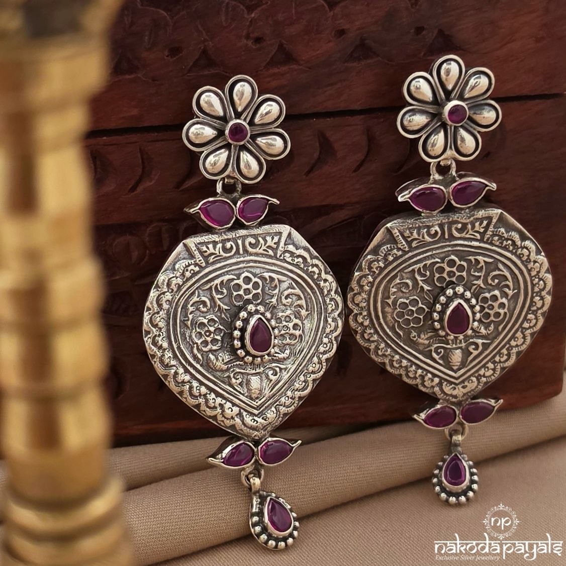 Oxidised Floral Chandbali (C4091)
